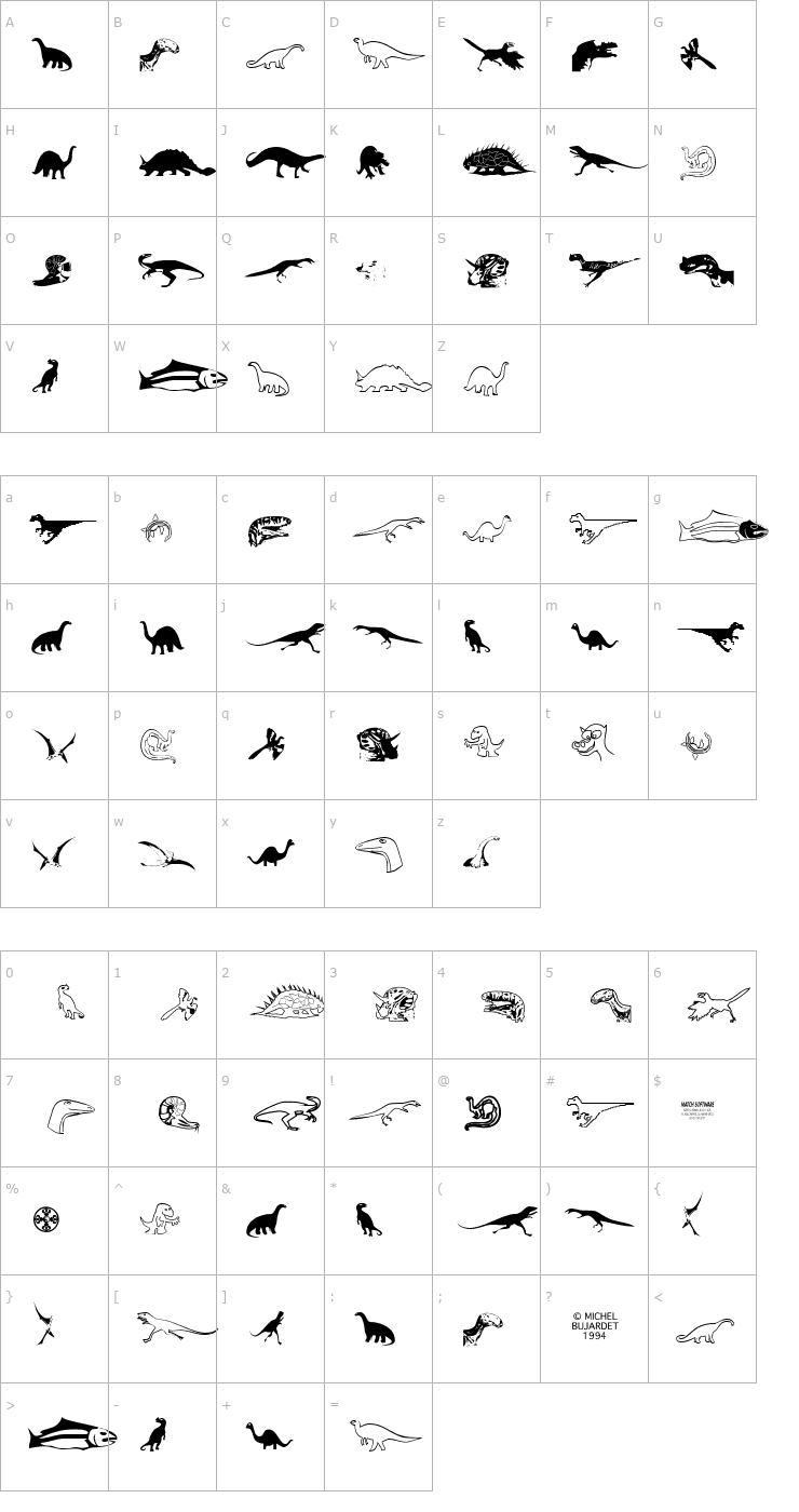Character Map DinosoType Font