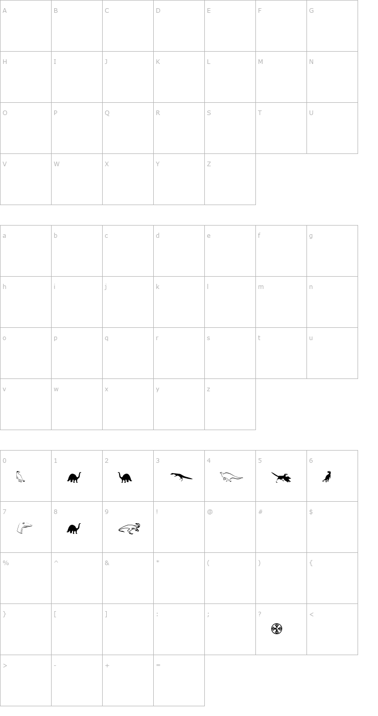 Character Map DinosoType (Unregistered) Font
