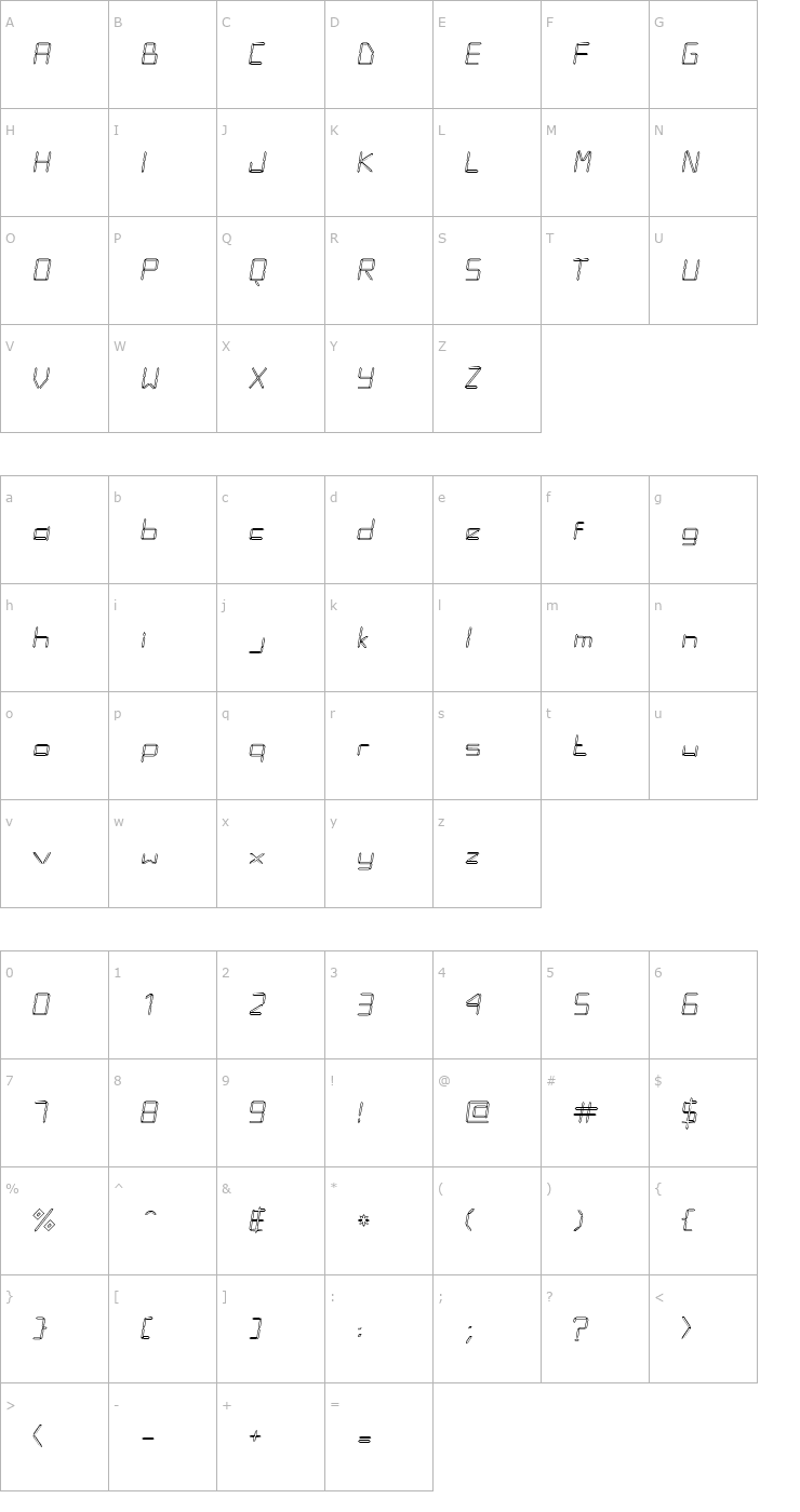 Character Map Diodes Light Font