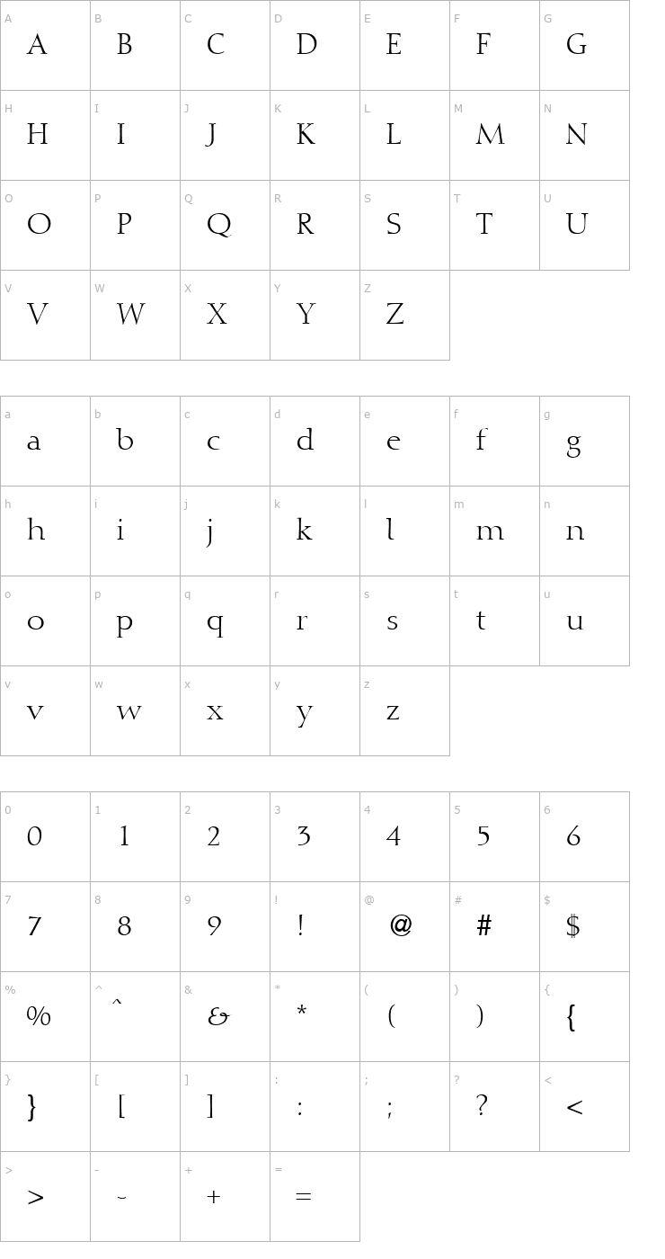 Character Map Dioscur-Regular Font