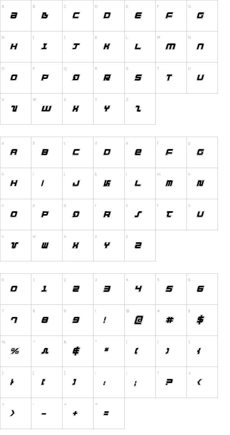 Character Map Direktor Academy Italic Font