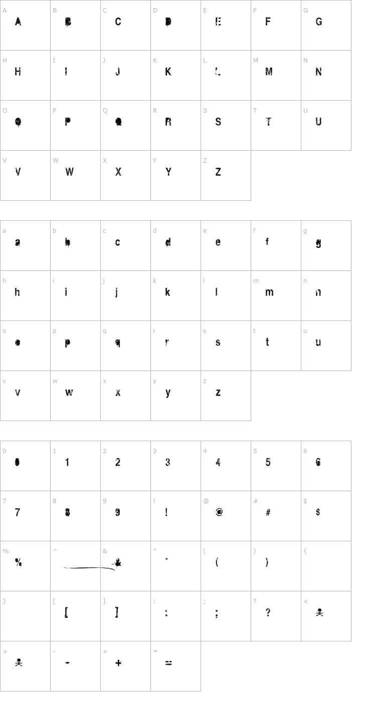 Character Map Dirt 2 Death Font