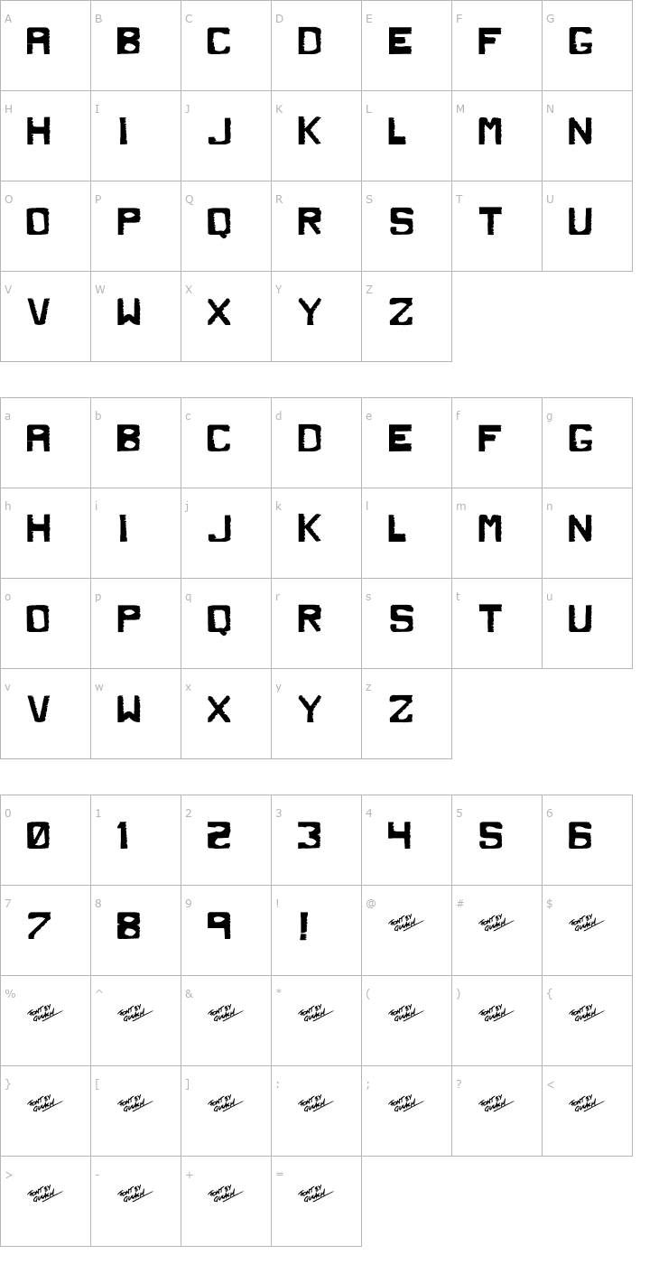 Character Map Dirty Dung Solid Font