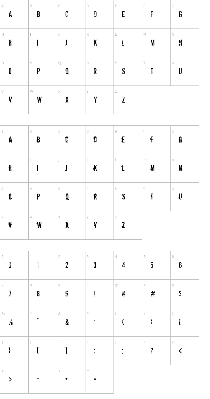 Character Map Dirty Ego Font