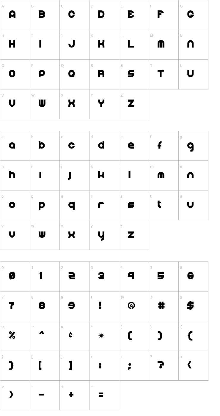Character Map DirtyClutch Font