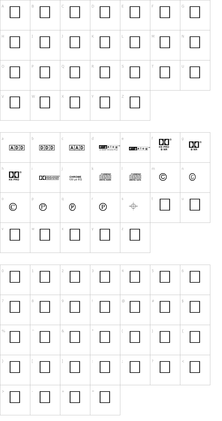 Character Map DiscMakers Font