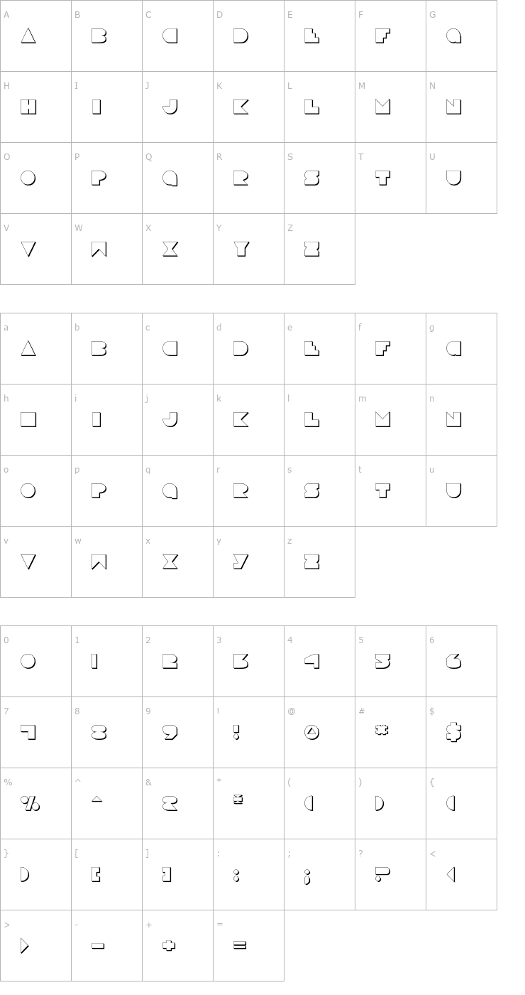 Character Map Disco Deck Shadow Font