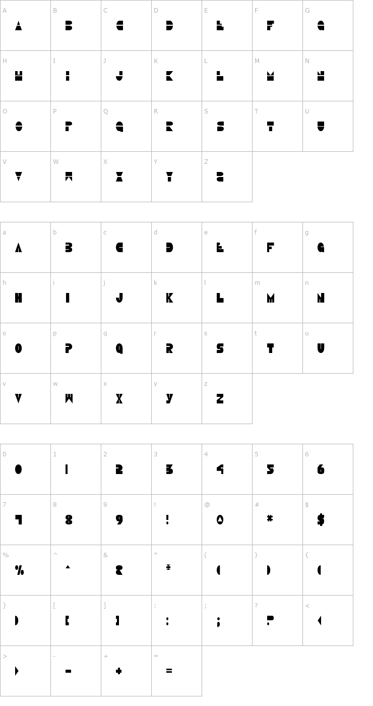 Character Map Disco Duck Condensed Font