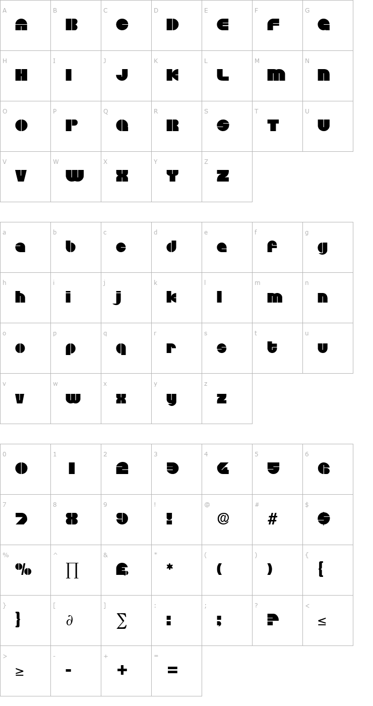 Character Map Disco Font