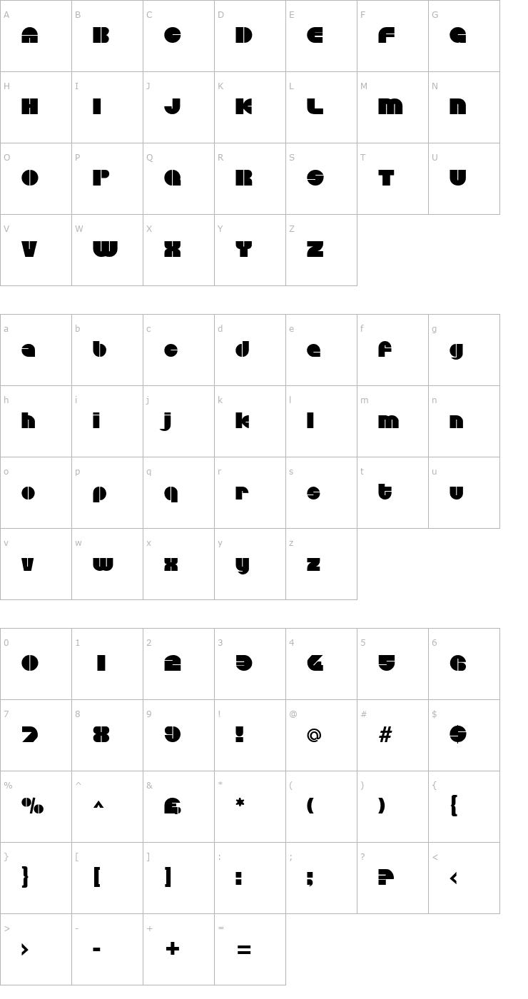 Character Map Discotheque Regular Font