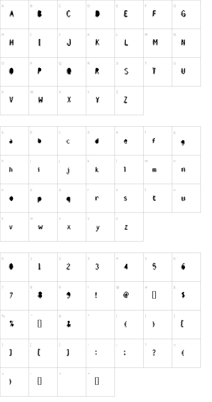 Character Map Discount Inferno Bold Font