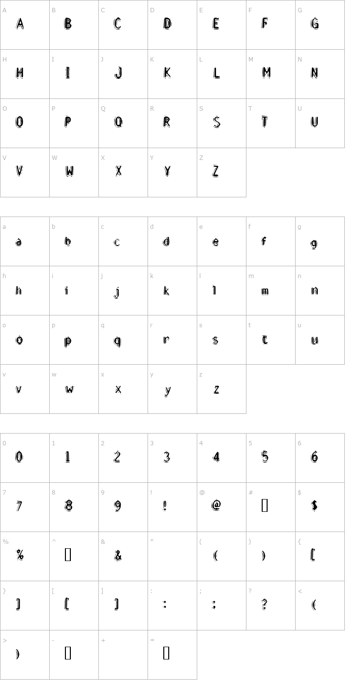 Character Map Discount Inferno Font