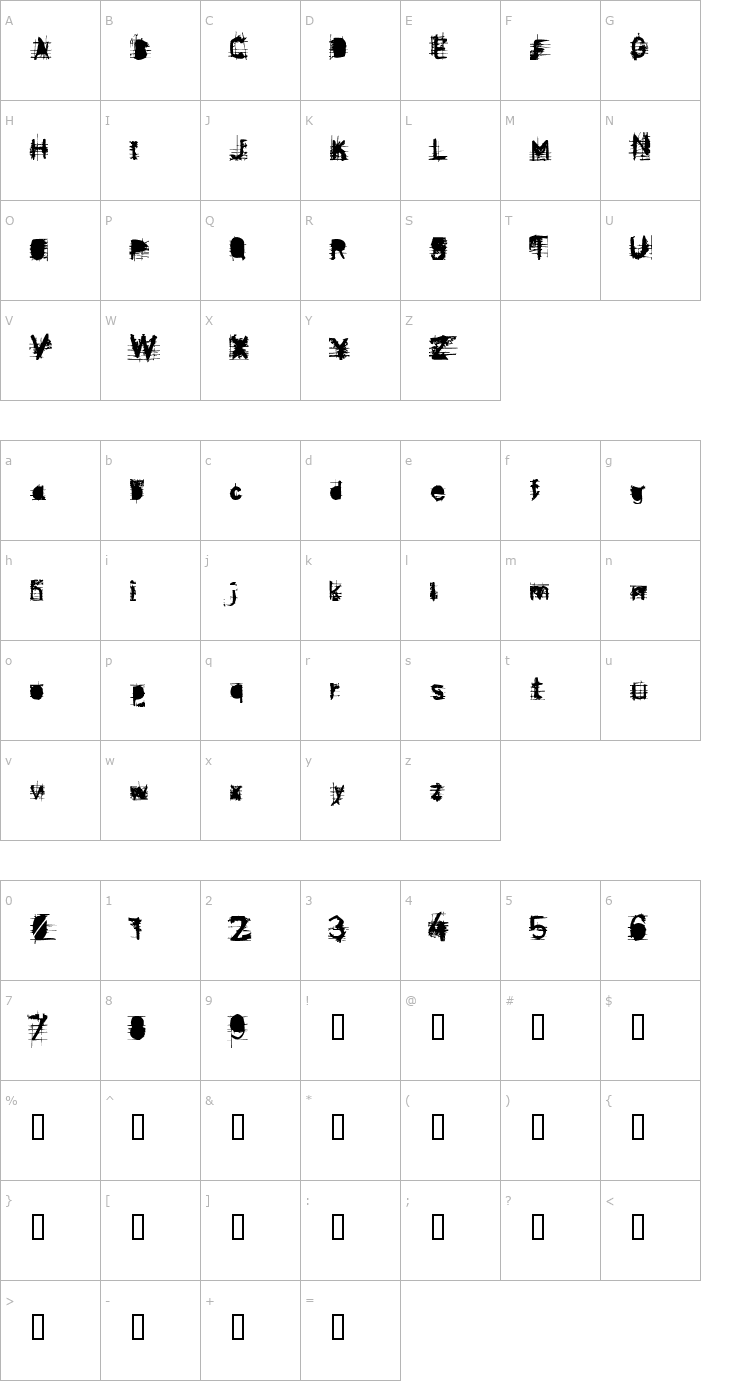 Character Map Disenfranchide Font
