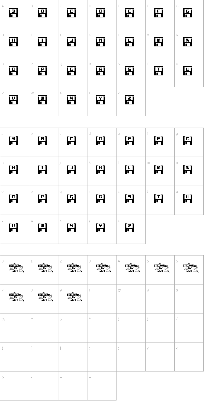 Character Map Diskettes JL Font