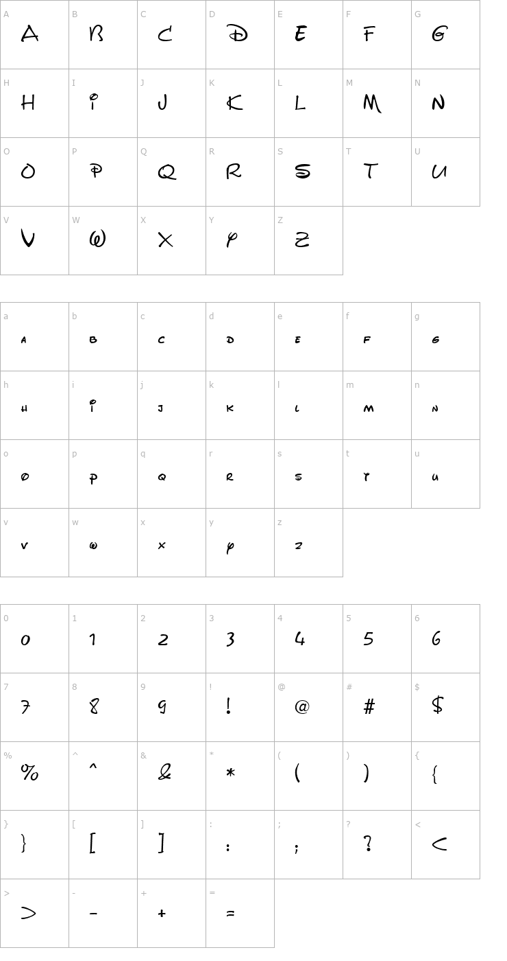 Character Map DisneyPark Font