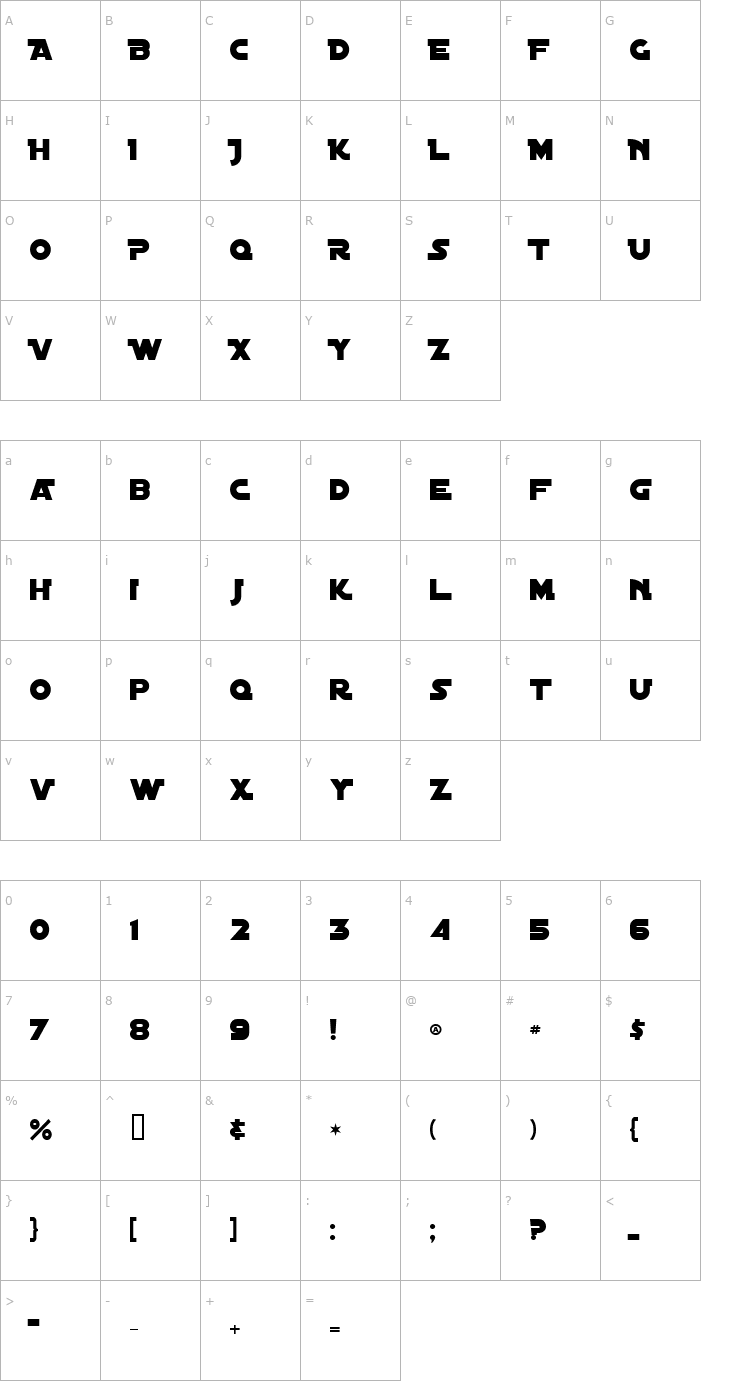 Character Map Distant Galaxy Alternate Font