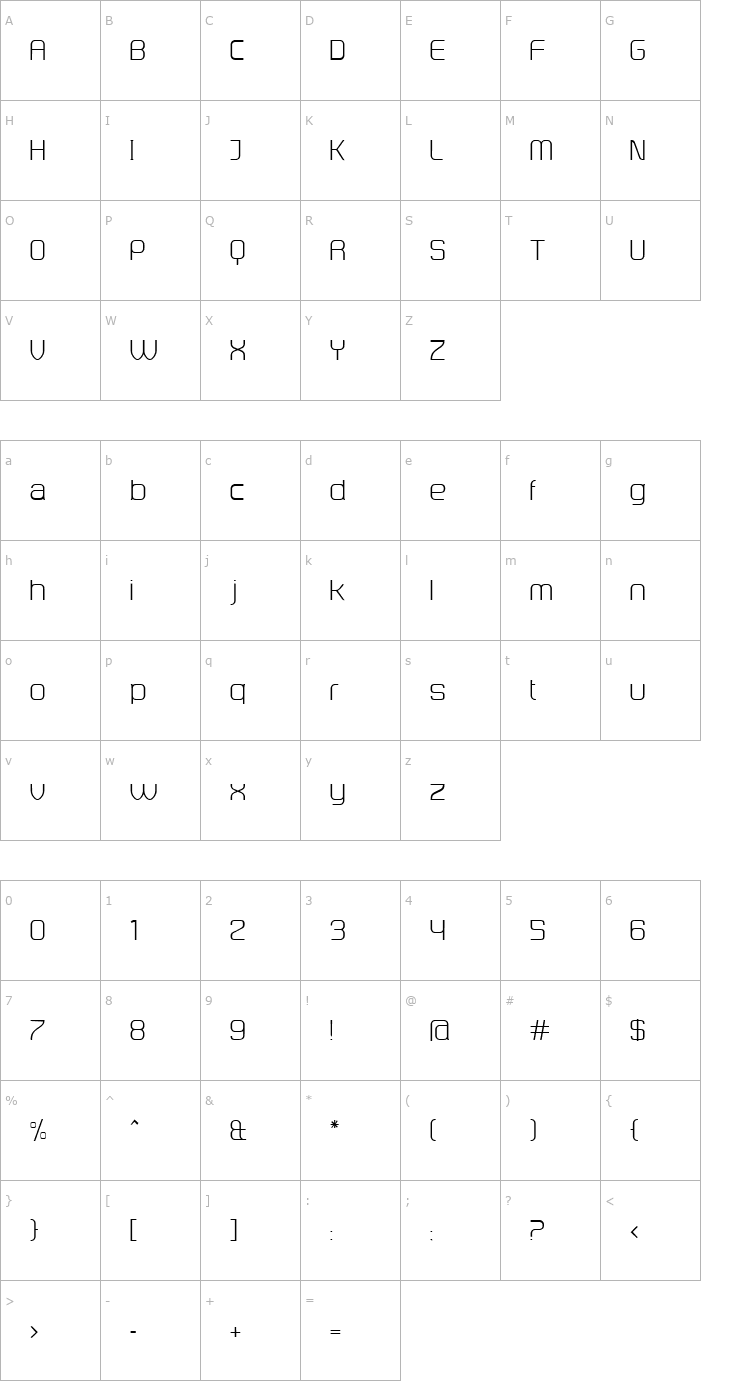 Character Map DistillaLight Font