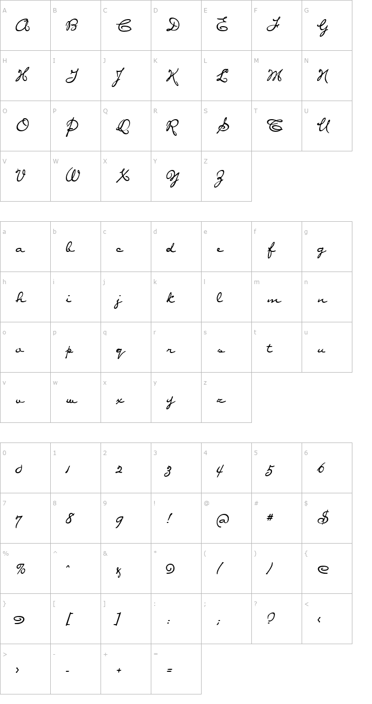 Character Map Diva Font