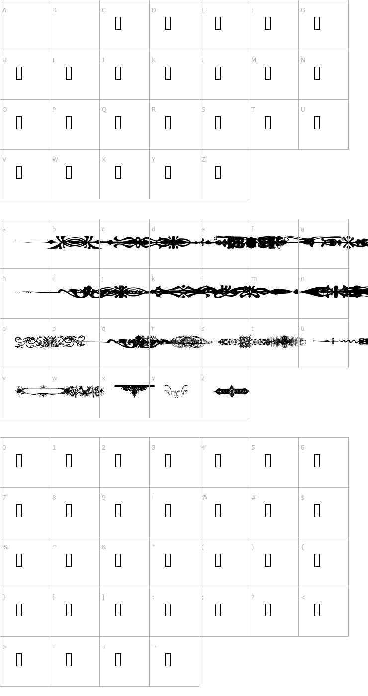 Character Map Dividers Font