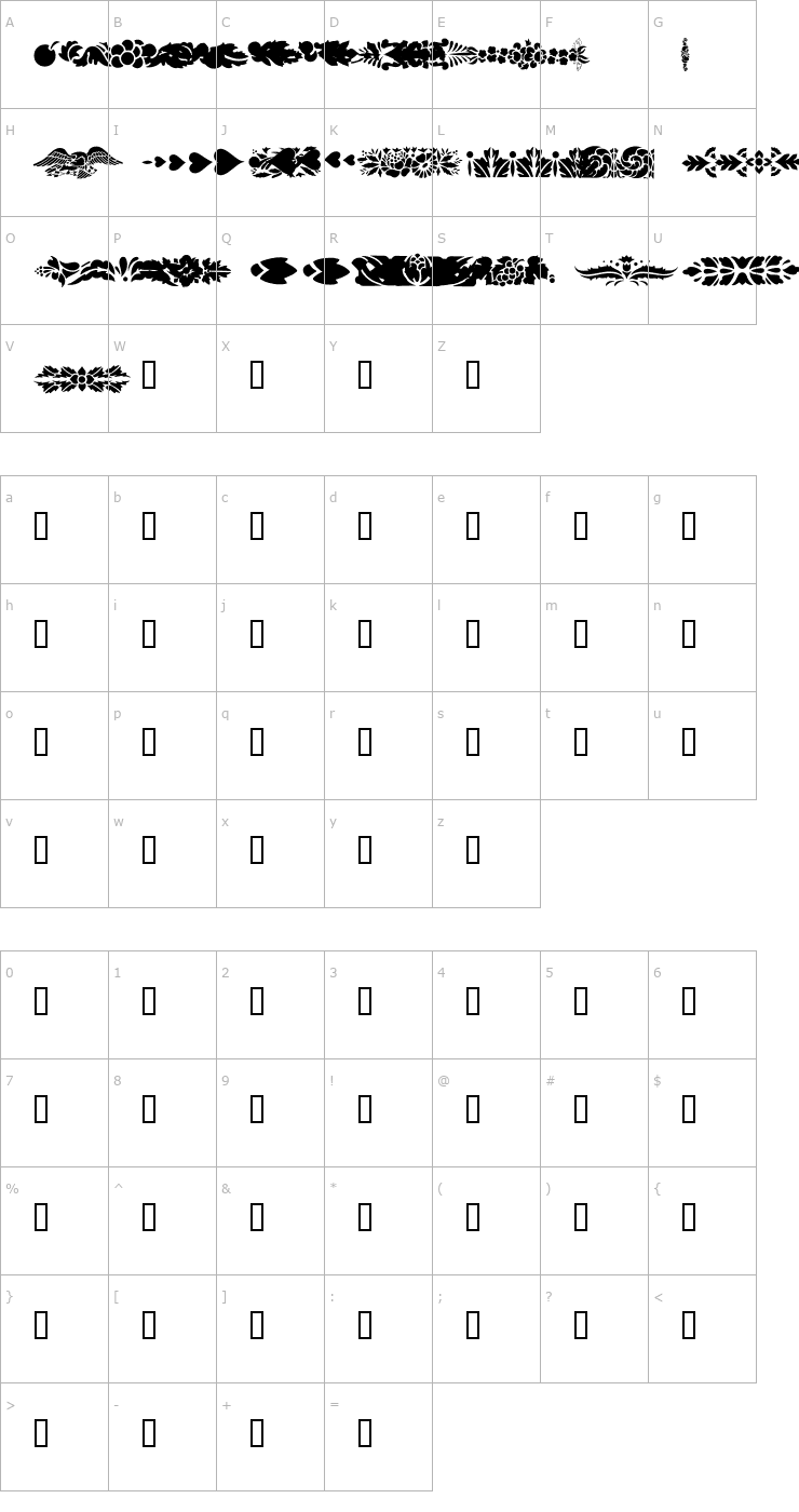 Character Map Dividers & Misc Font