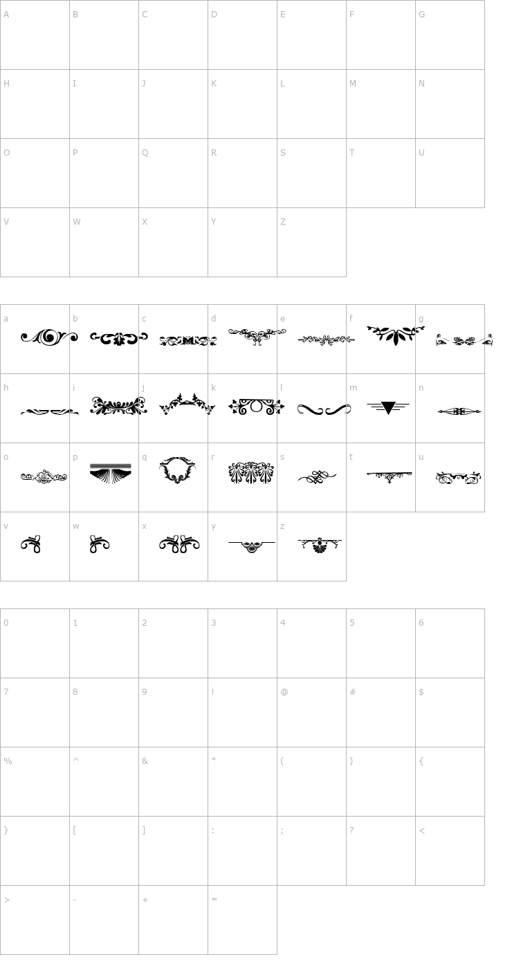 Character Map Dividers3 Font
