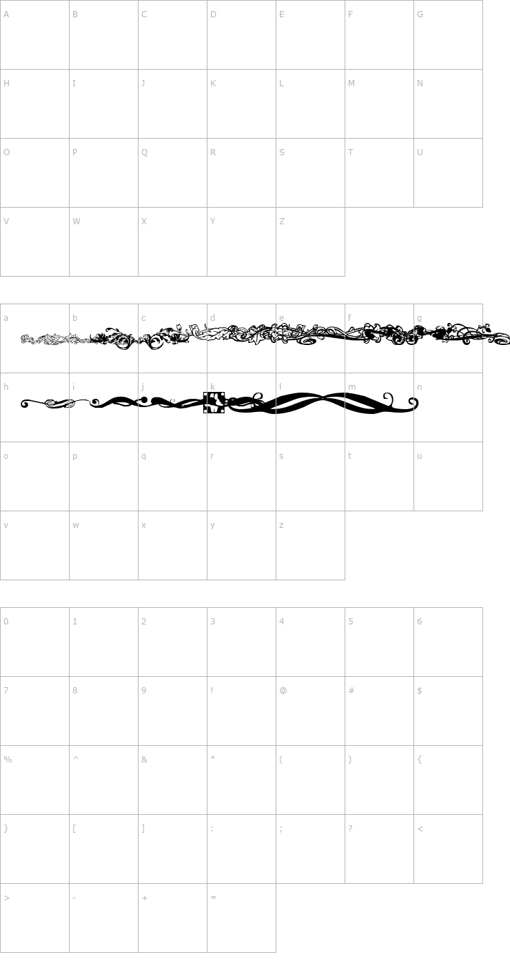 Character Map Dizzinz Dividers Font