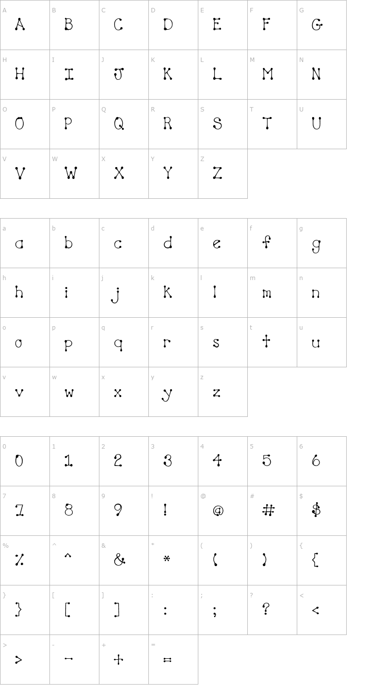 Character Map DJ Goo Font