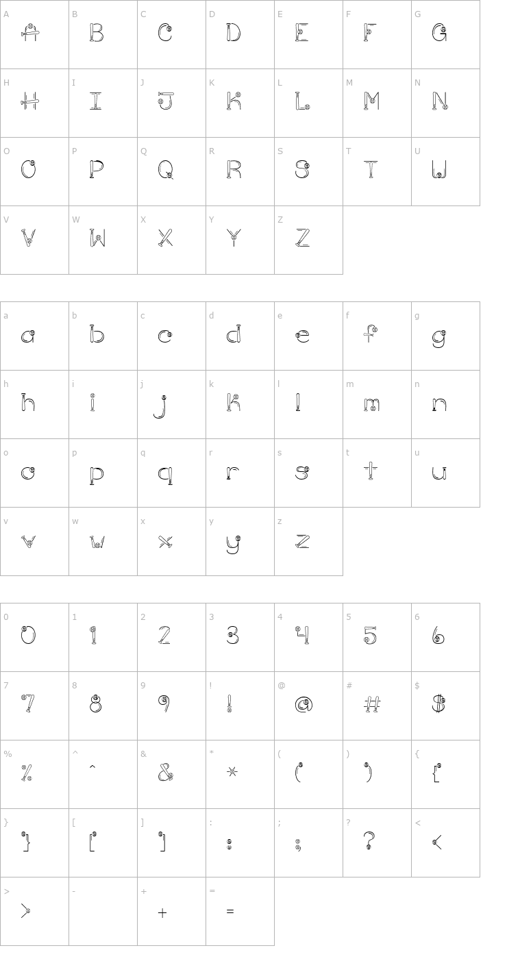Character Map DJ Hardball Font