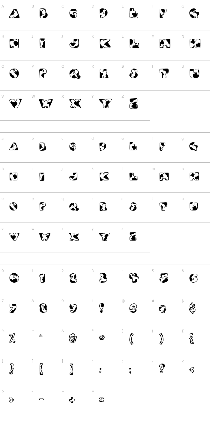 Character Map DJ Moo Font