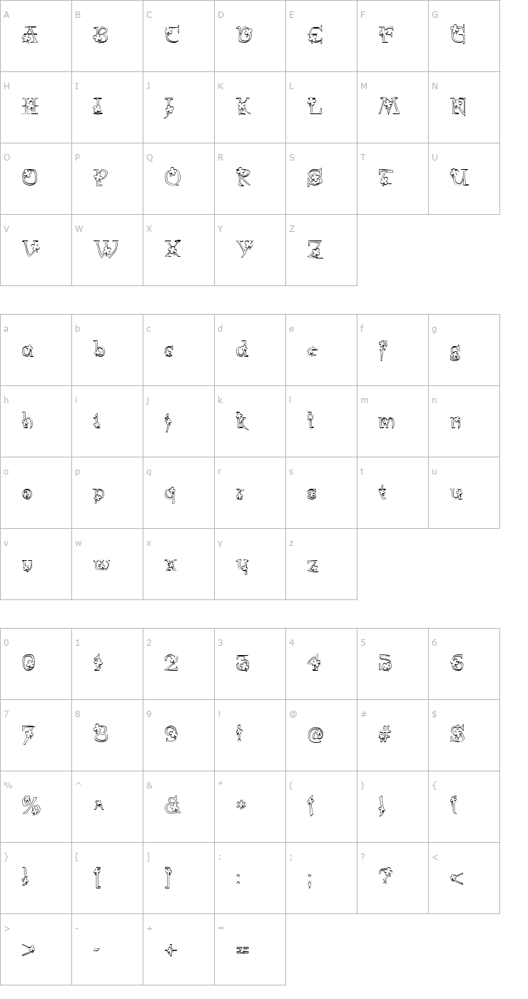 Character Map DJ Shamrock Font