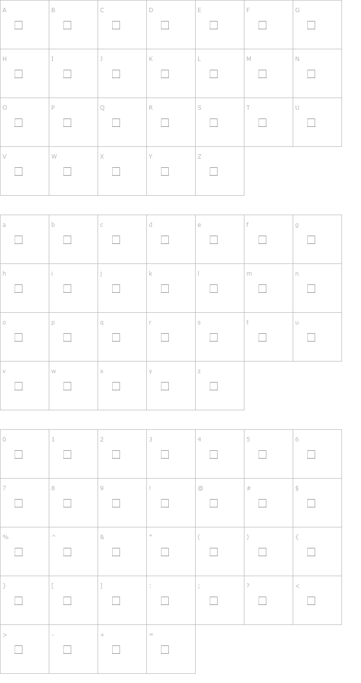 Character Map Djerba simplified normal Font