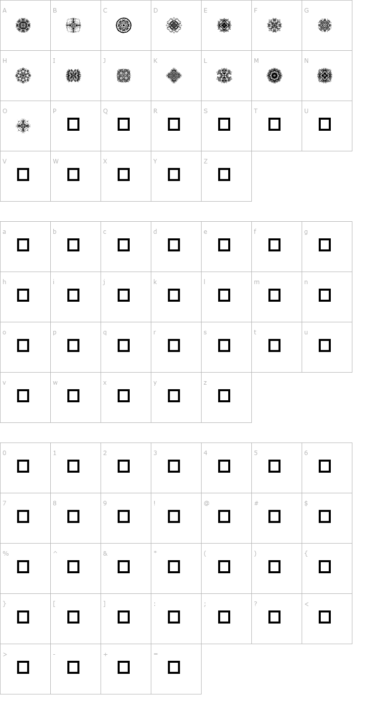 Character Map DLDesigns3 Font