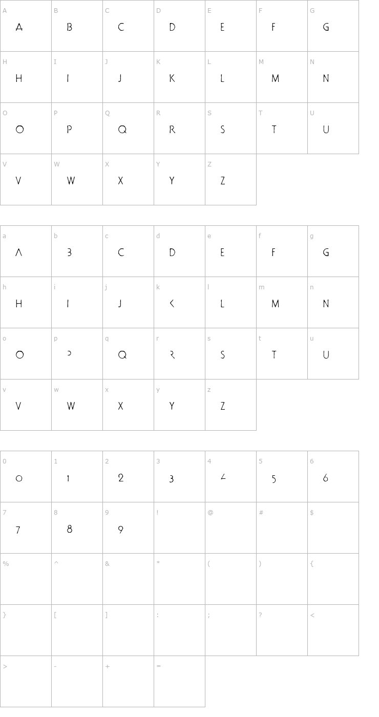Character Map doctorBob Font