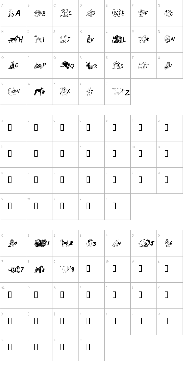 Character Map Doggie Style Font