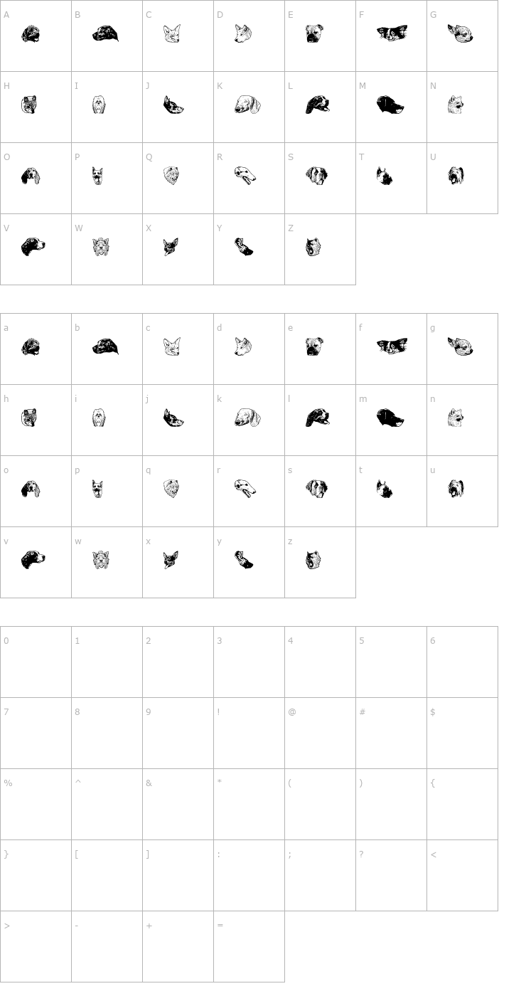 Character Map DoggyPrint AOE Font