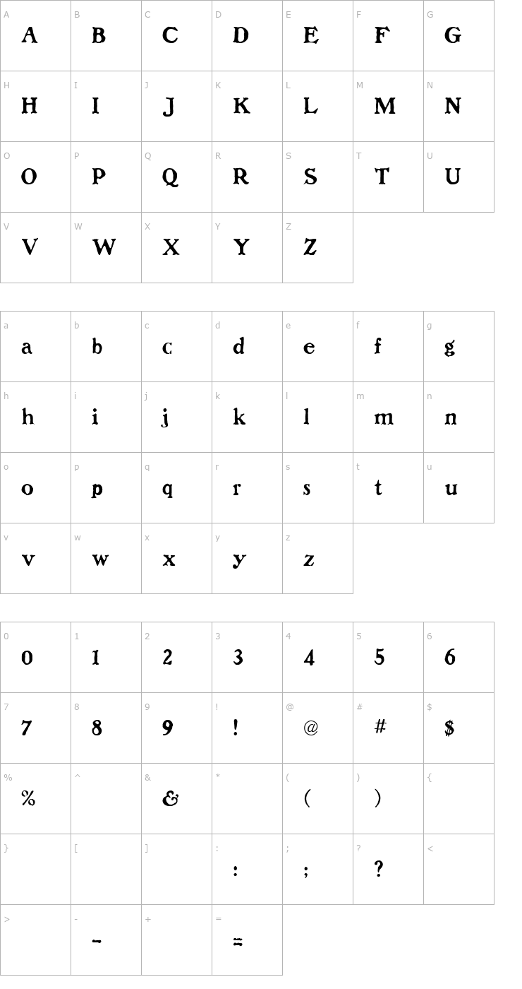 Character Map Dolenzo J Font