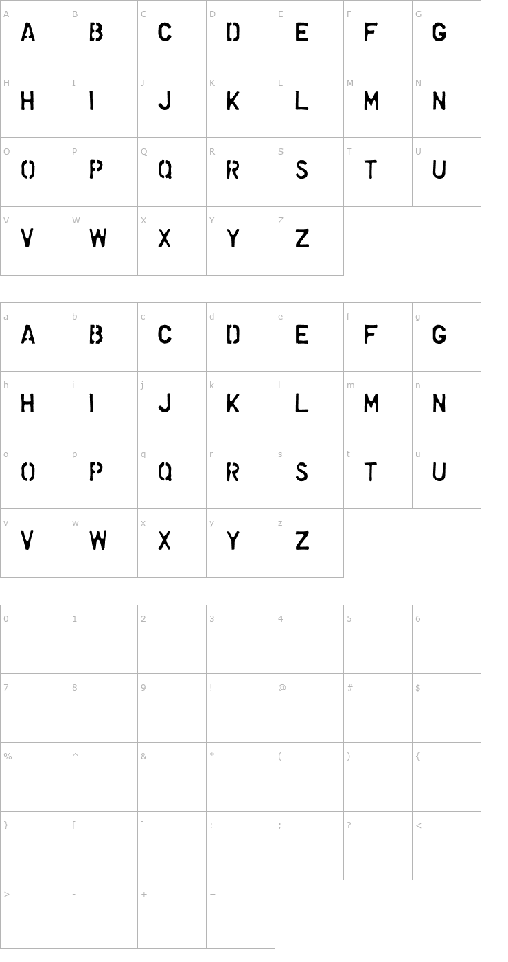 Character Map Dollar Store Stencil Font