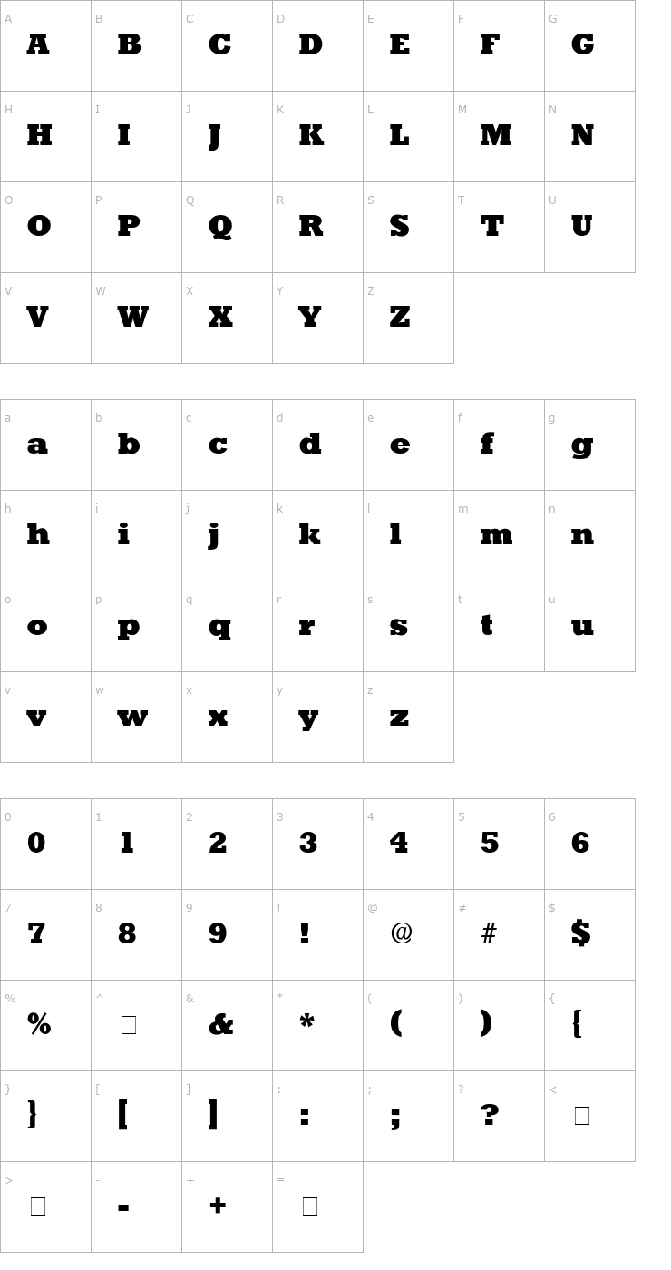 Character Map Dolmen Display SSi Font