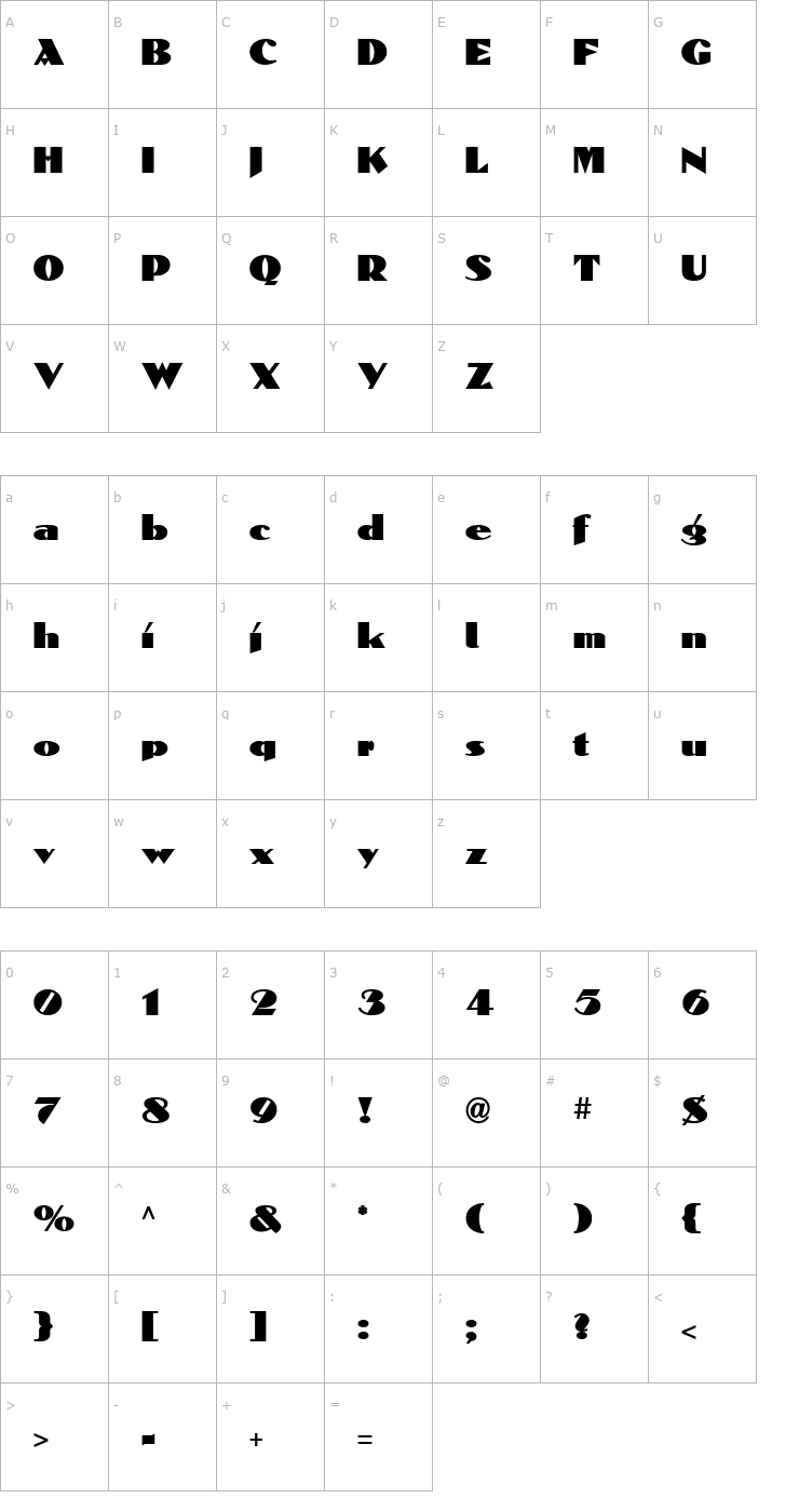 Character Map Dolmen ICG Font