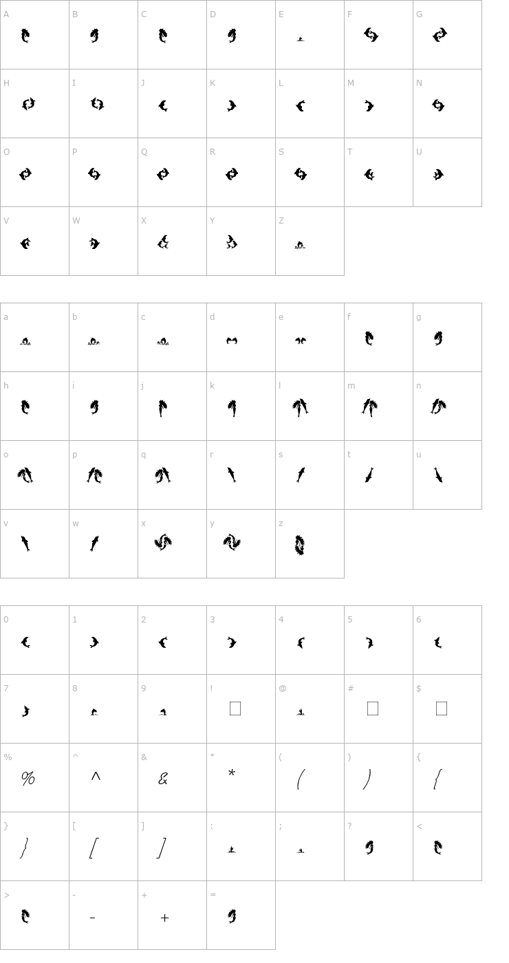Character Map Dolphins Font