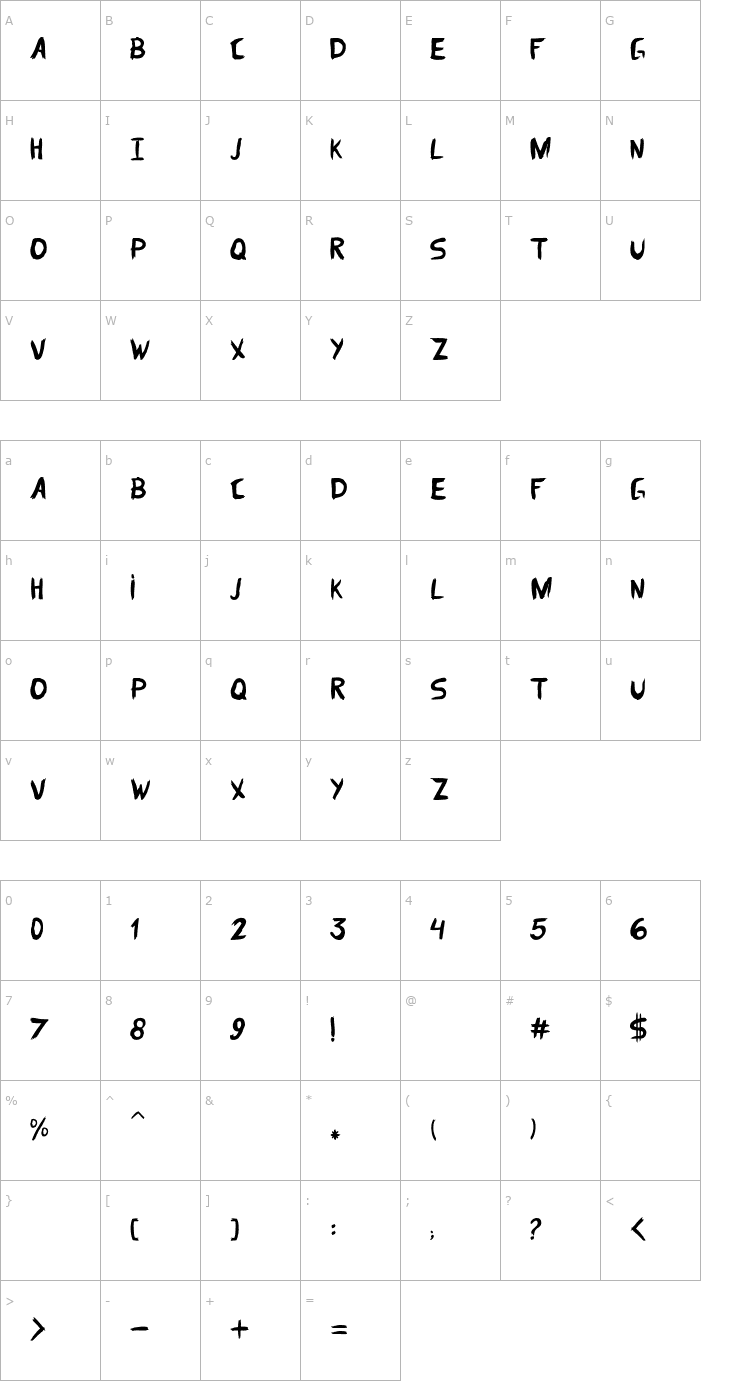 Character Map Dom Parquim Font