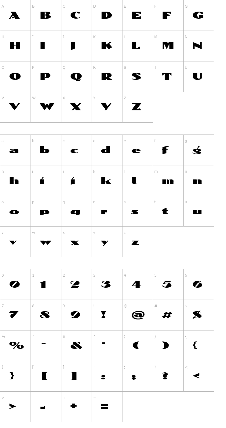 Character Map DomenicExtended Font