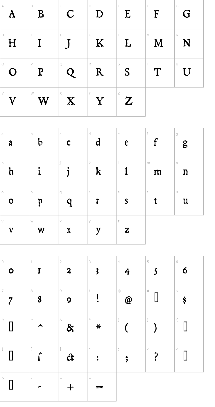 Character Map Dominican Font