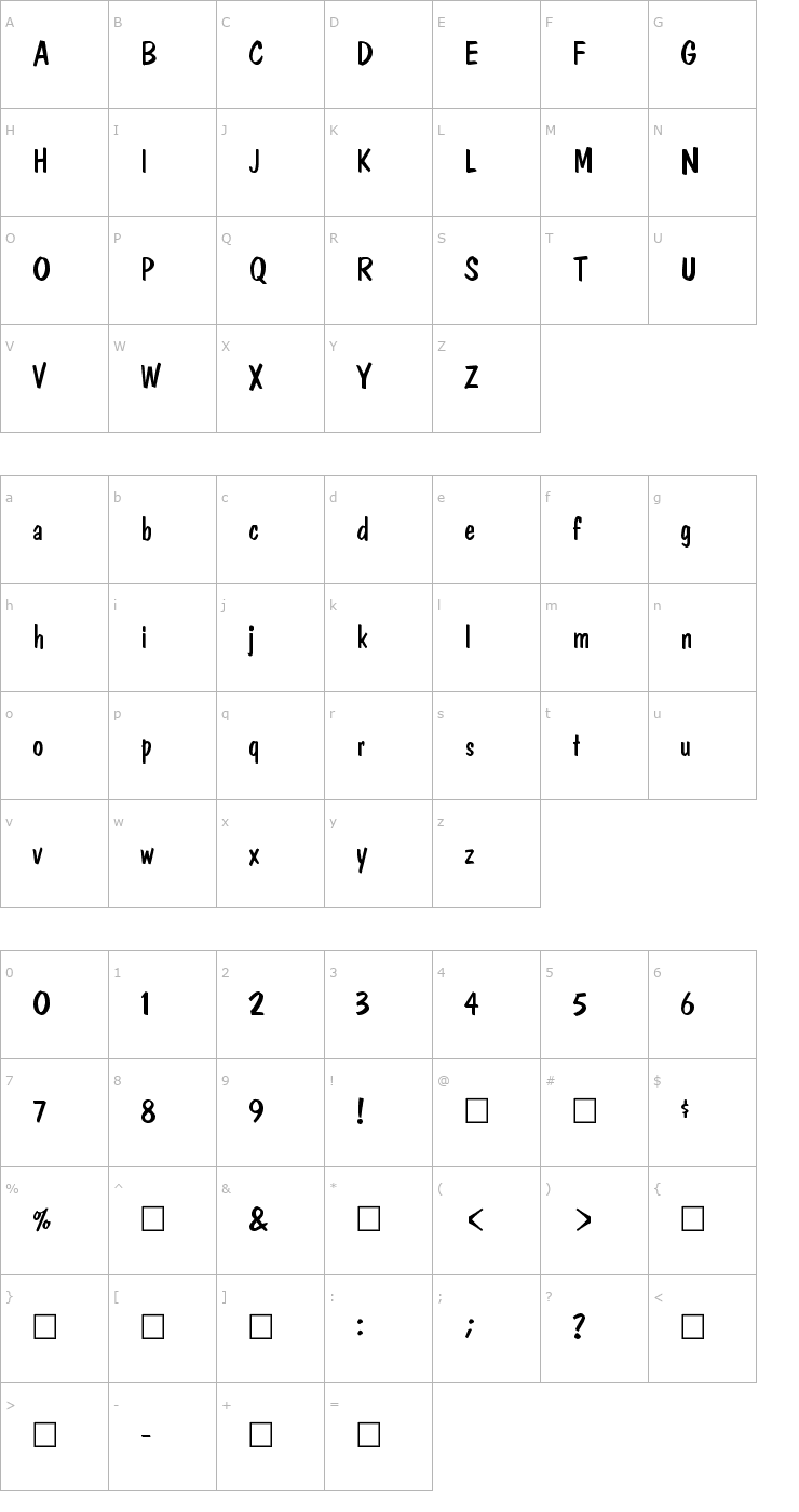 Character Map Dominican Regular Font