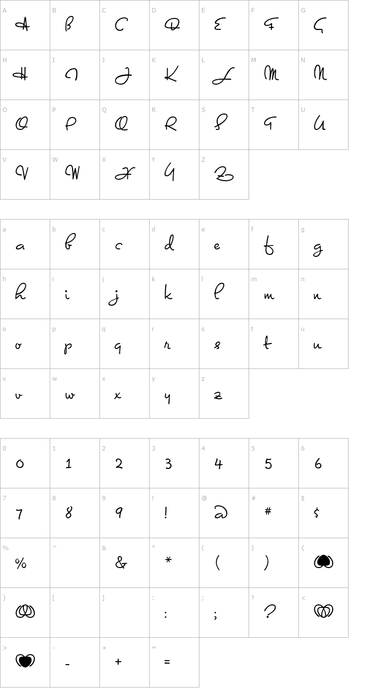 Character Map Dominique Font