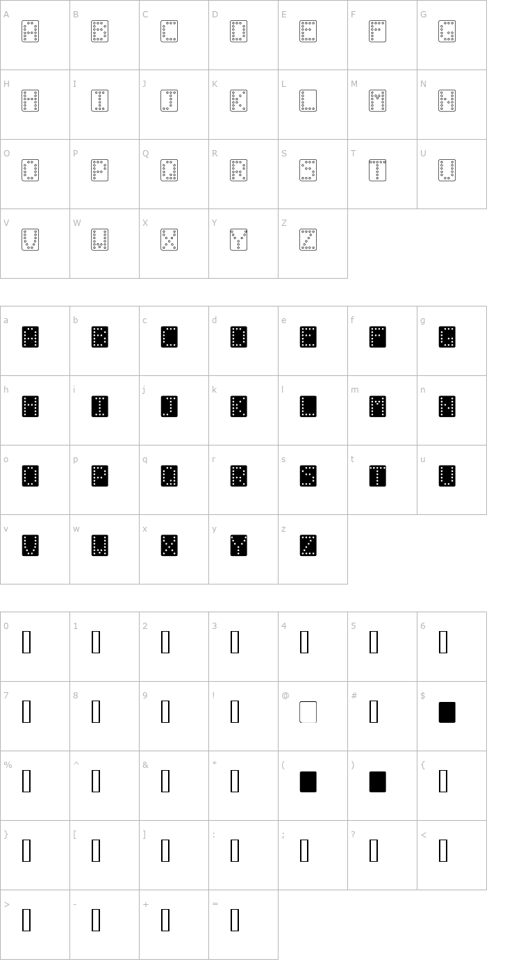 Character Map Domino bred Font