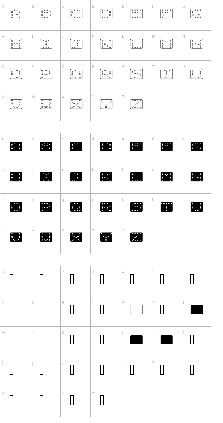 Character Map Domino flad Font