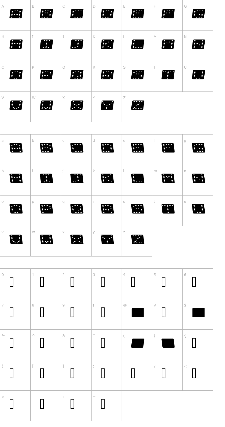 Character Map Domino flad kursiv Font