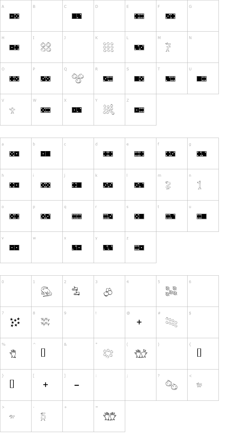 Character Map Domino Font