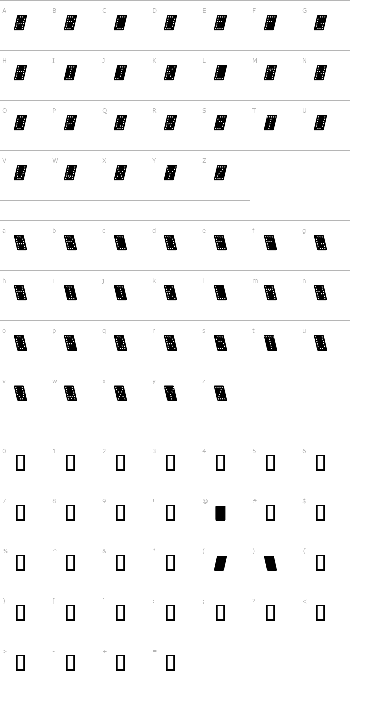 Character Map Domino normal kursiv Font